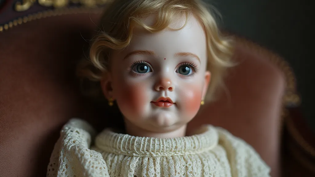 Antique bisque doll portrait