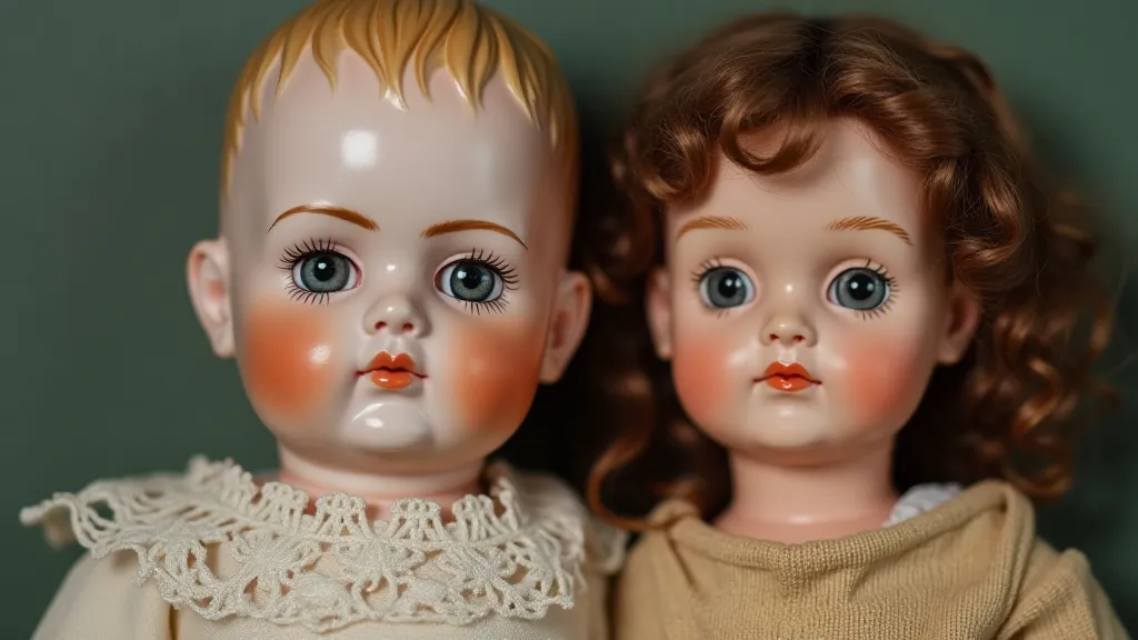 Comparison of antique and plastic dolls
