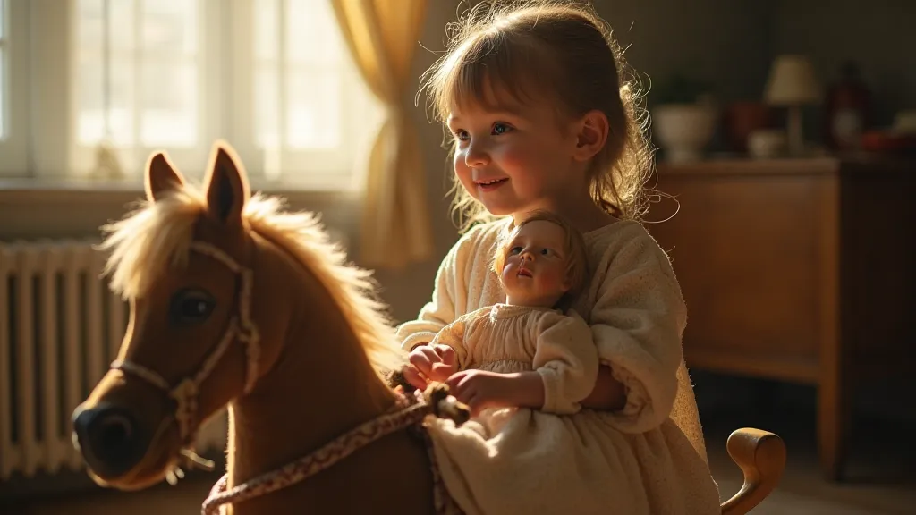 Girl with antique doll