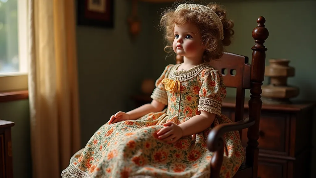 Victorian doll in a silk dress