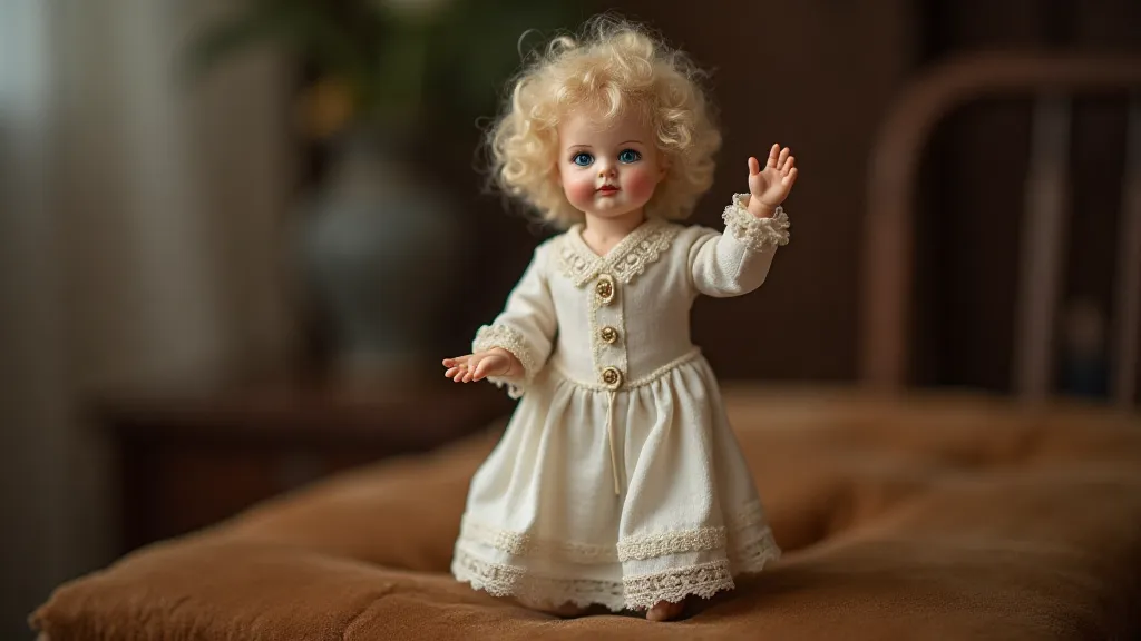 Vintage German doll waving its arm