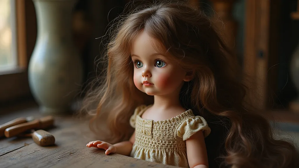 Vintage Doll with Human Hair Wig