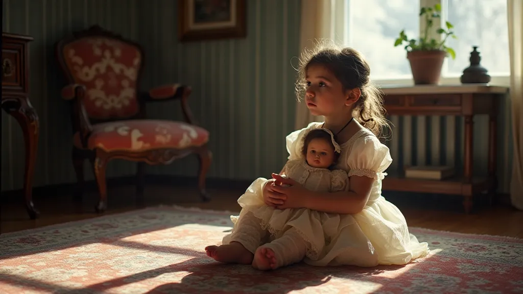 Victorian girl with a porcelain doll